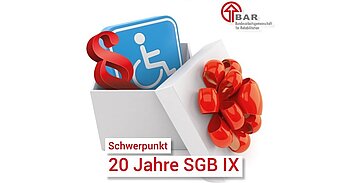 Schwerpunkt 20 Jahre SGB IS, Logo BAR, Bundesarbeitsgemeinschaft für Rehabilitation