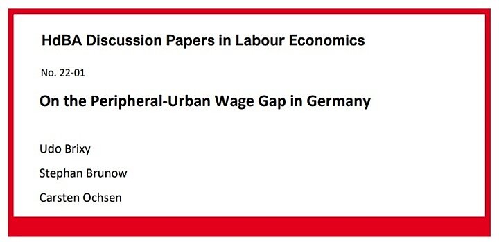 Discussion Paper in labour economics, Nov. 22.01, On the peripheral-urban wage gap in Germany. Udo Brixy, Stephan Brunow, Carsten Ochsen