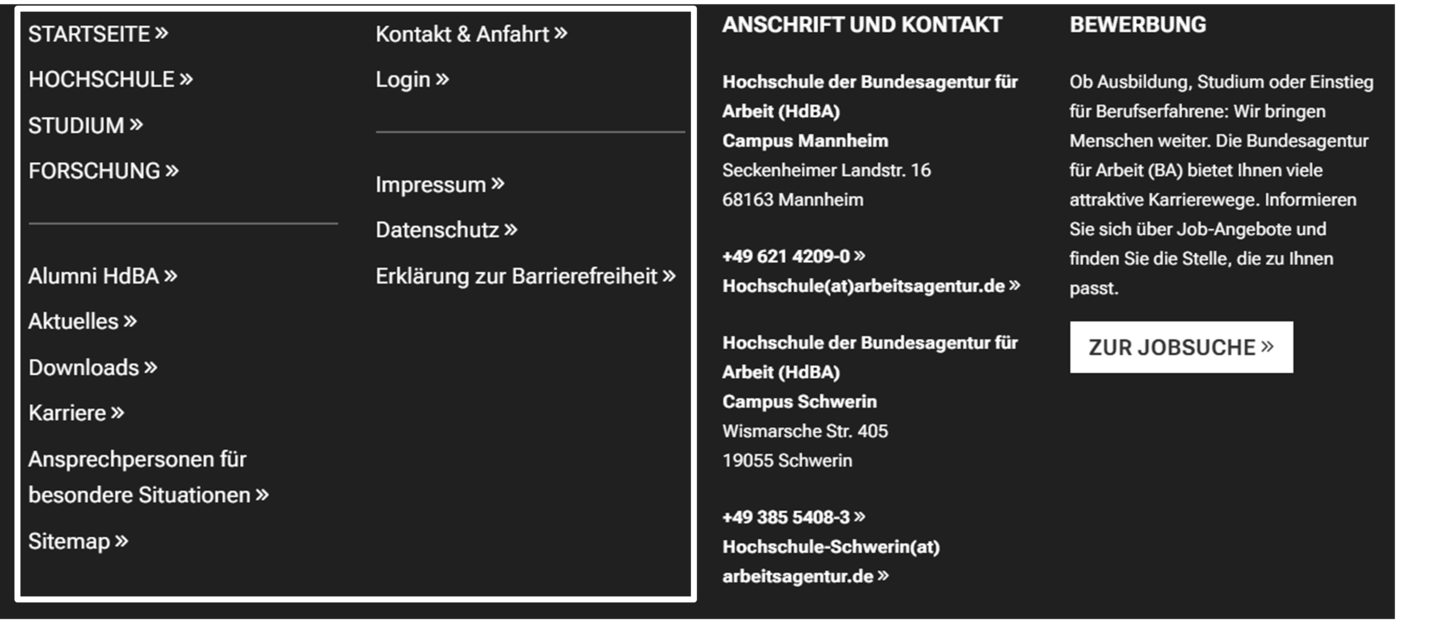 Informationen ganz unten auf der Startseite Informationen ganz unten auf der Startseite