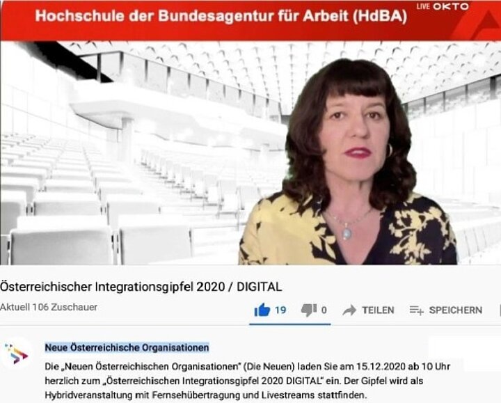 Prof. Hiller, Hochschule der Bundesagentur für Arbeit (HdBA), Österreichischer Integrationsgipfel 2020/ digital